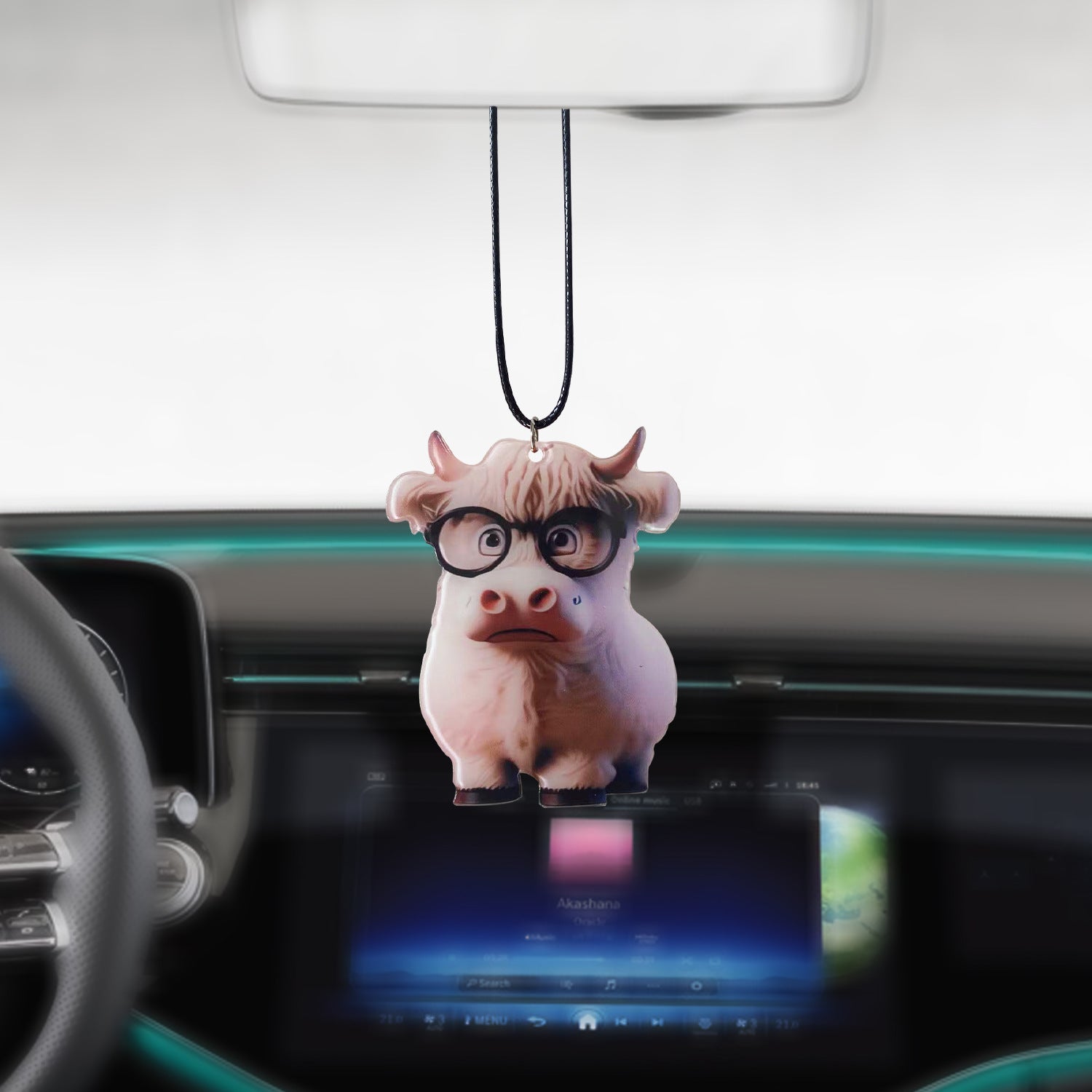 Wholesale Cartoon Highland Cattle Decorative Acrylic Flat Pendant